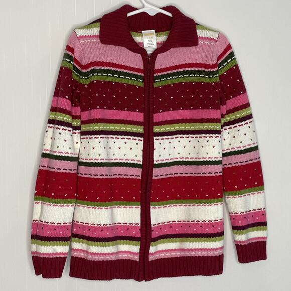 Gymboree Girls Fair Isle Colorful Zip Cardigan Sweater Size S 5-6 - Picture 1 of 10